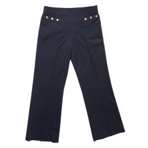 Tory Burch Wool Wide Leg Trouser Pant Womens 4 Blue Lined Gold Hardware